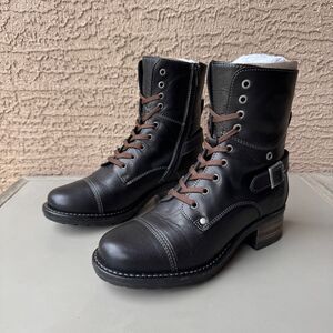 NEW Taos Crave Leather Boots Womens Size 7-7.5 US 38EU Black Moto Combat Prairie